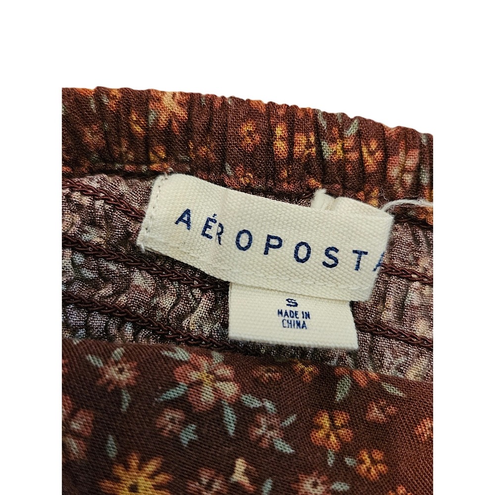 Aeropostale Y2K Floral Ruffle Square Neck Wide Leg Jumpsuit Women Size S - Picture 7 of 7